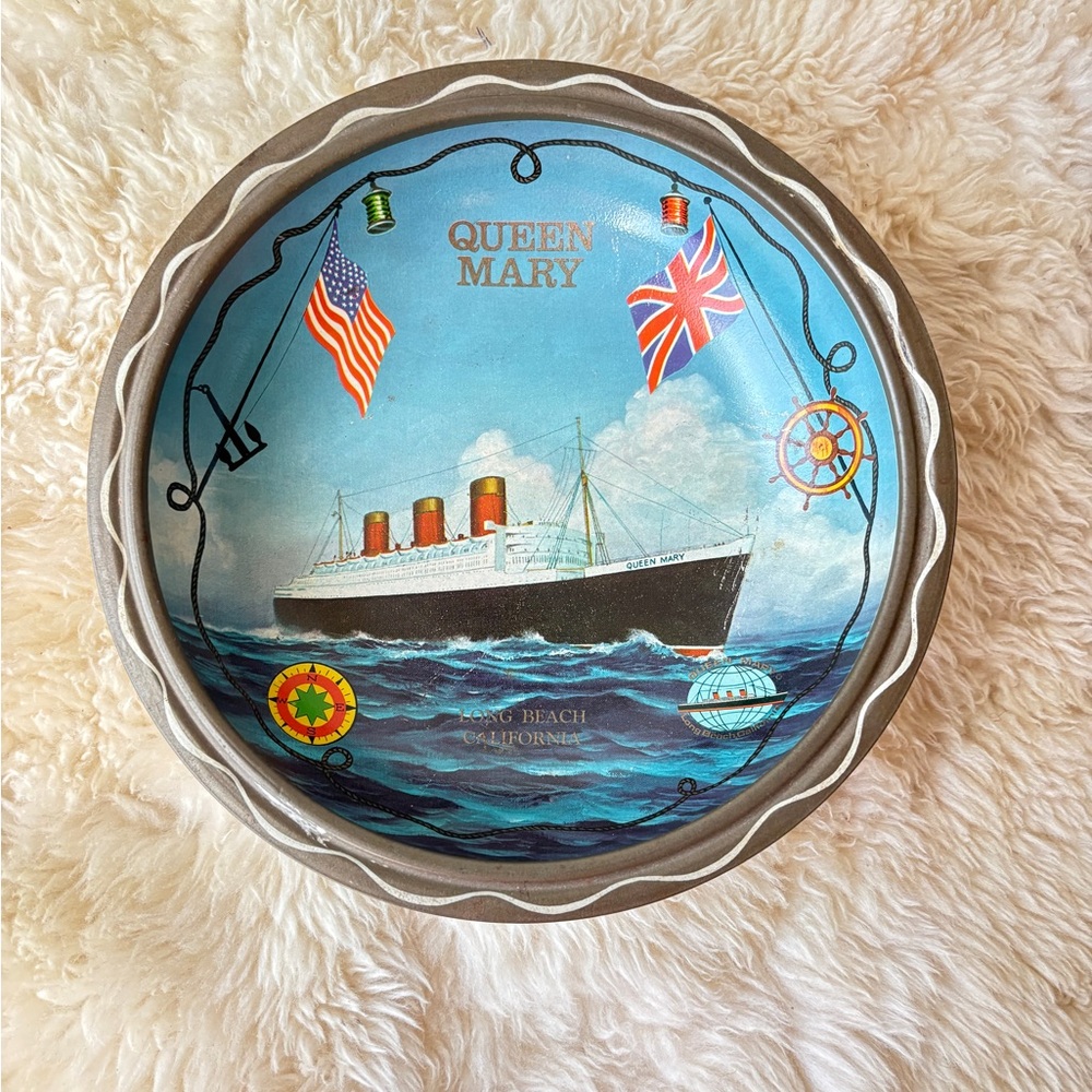 Queen Mary Decorative American Cruise Ship Souvenir Storage Bowl Retro Decor